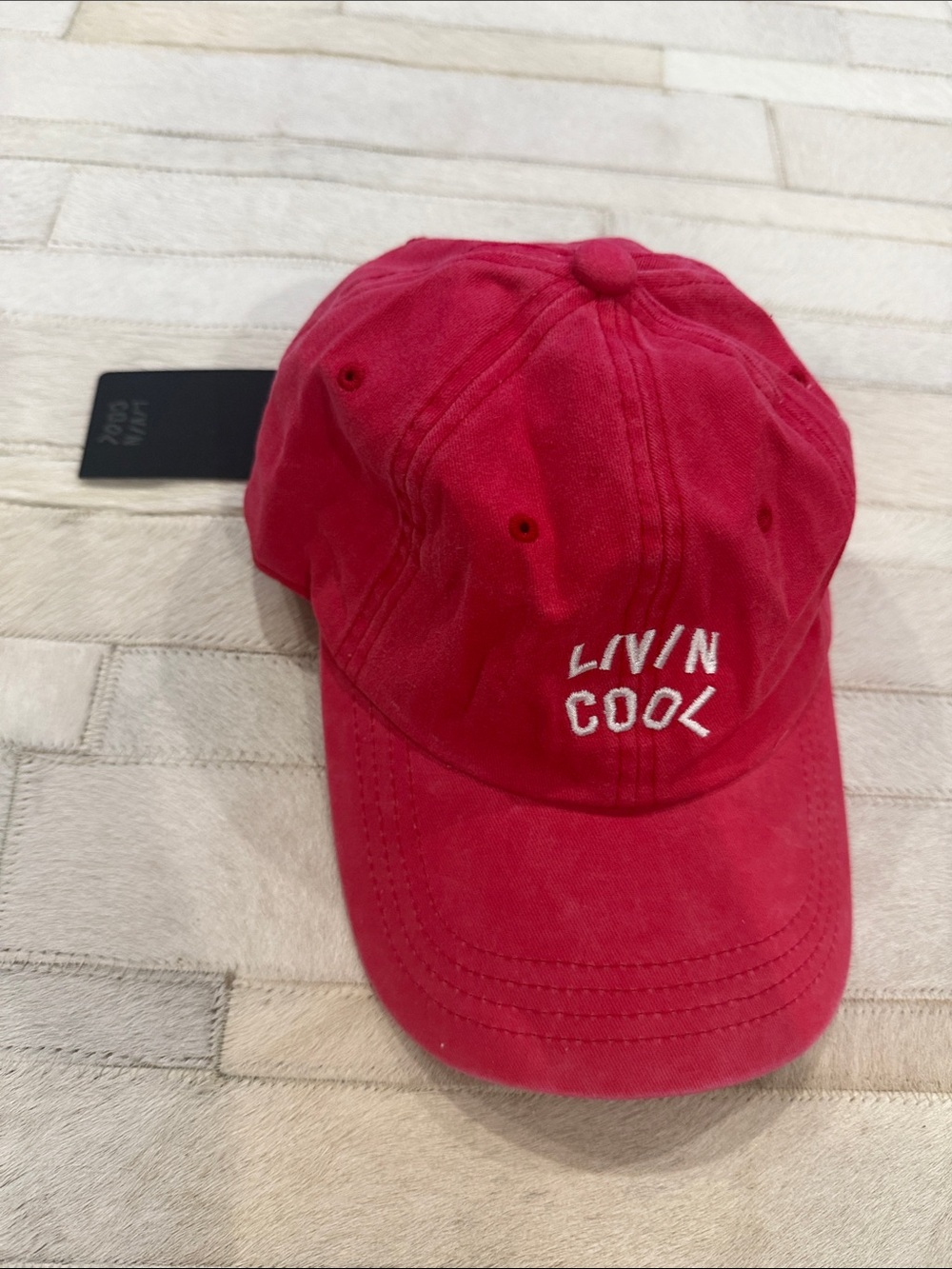 "Livin' Cool" Embroidered Red Baseball Cap